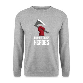 WORKING CLASS HEROES - Unisex Pullover - Weißgrau meliert - Vorne - Alina (178cm) & Michal (187cm)