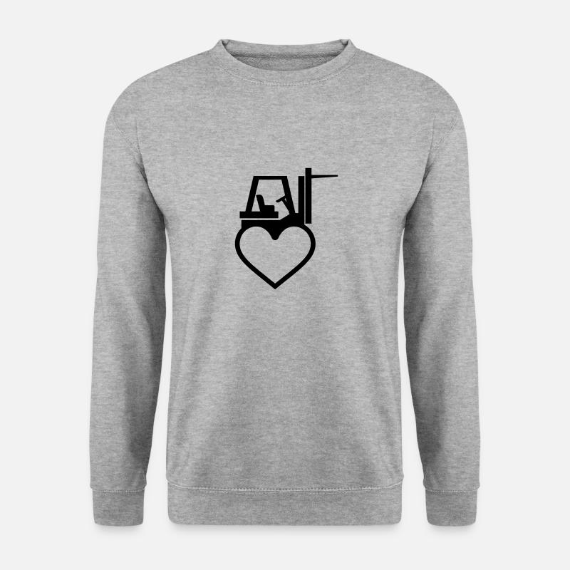 Herz Gabelstapler Stapler - Unisex Pullover - Weißgrau meliert