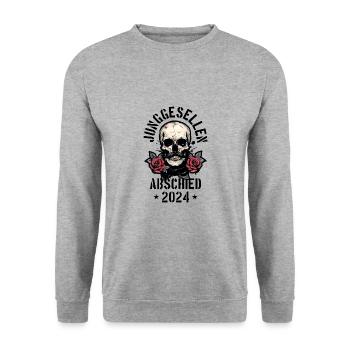 Crâne d’enterrement de vie de garçon 2024 - Sweat-shirt Unisexe - gris chiné - Devant - Alina (178cm) & Michal (187cm)