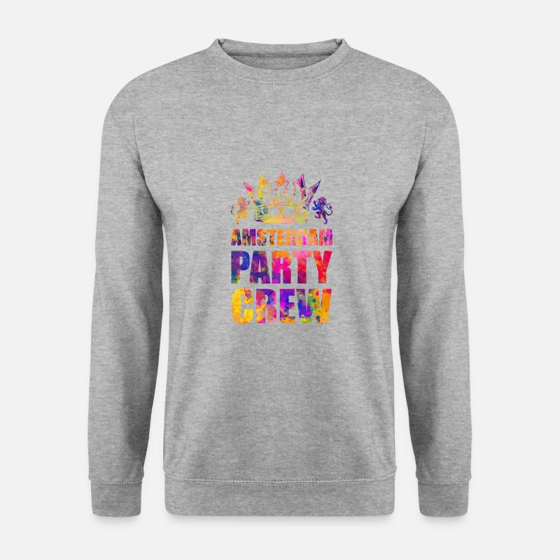 Amsterdam Party Crew Spruch - Unisex Pullover - Weißgrau meliert
