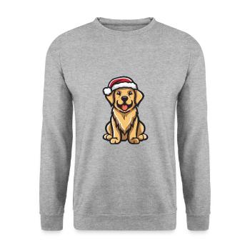 Golden Retriever Hund Weihnachten Lustig - Unisex Pullover - Weißgrau meliert - Vorne - Alina (178cm) & Michal (187cm)