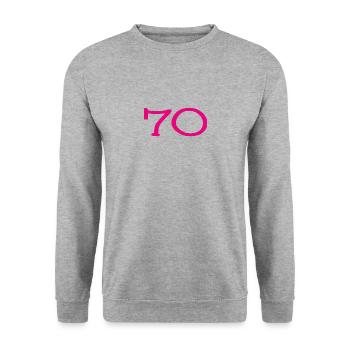 70. 70 ANS. 70e ANNIVERSAIRE. ANNIVERSAIRE 70 ANS. - Sweat-shirt Unisexe - gris chiné - Devant - Alina (178cm) & Michal (187cm)
