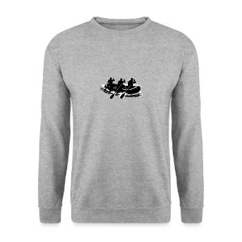 Rafting Umriss Motiv - Unisex Pullover - Weißgrau meliert - Vorne - Alina (178cm) & Michal (187cm)