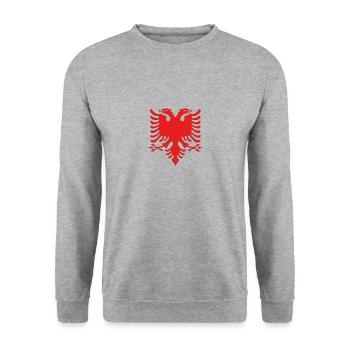 Albanien - Unisex Pullover - Weißgrau meliert - Vorne - Alina (178cm) & Michal (187cm)