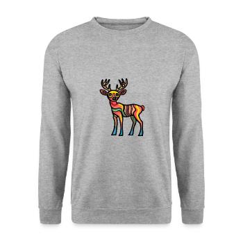 Cerf Halloween Animal - Sweat-shirt Unisexe - gris chiné - Devant - Alina (178cm) & Michal (187cm)