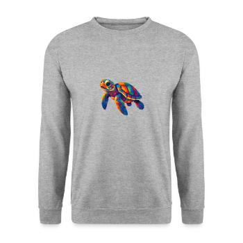 WPAP Polygon Stil Tiere Meeresschildkröte - Unisex Pullover - Weißgrau meliert - Vorne - Alina (178cm) & Michal (187cm)