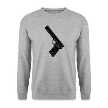 Military Pistol 38 Colt - Unisex Sweatshirt - salt & pepper - Front - Alina (178cm) & Michal (187cm)