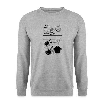 Dishwasher logo with space for company's own name - Unisex Sweatshirt - salt & pepper - Front - Alina (178cm) & Michal (187cm)