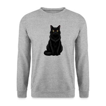 Chat Mystique Noir Offert Amoureux des Chats - Sweat-shirt Unisexe - gris chiné - Devant - Alina (178cm) & Michal (187cm)