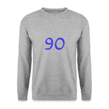 90. 90 ANS. 90e ANNIVERSAIRE. ANNIVERSAIRE 90 ANS. - Sweat-shirt Unisexe - gris chiné - Devant - Alina (178cm) & Michal (187cm)