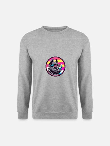 Nashorn Cool Sommer - Unisex Pullover - Weißgrau meliert