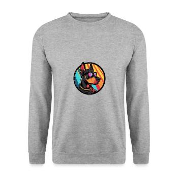 Doberman Chien Cool Été - Sweat-shirt Unisexe - gris chiné - Devant - Alina (178cm) & Michal (187cm)