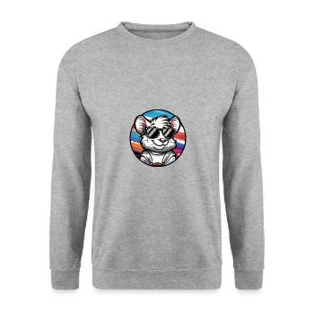 Maus Comic Cool Sommer - Unisex Pullover - Weißgrau meliert - Vorne - Alina (178cm) & Michal (187cm)