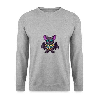 Fledermaus Comic Urlaub - Unisex Pullover - Weißgrau meliert - Vorne - Alina (178cm) & Michal (187cm)
