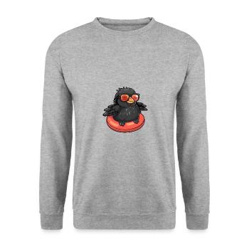 Rabe Krähe Comic Cool - Unisex Pullover - Weißgrau meliert - Vorne - Alina (178cm) & Michal (187cm)