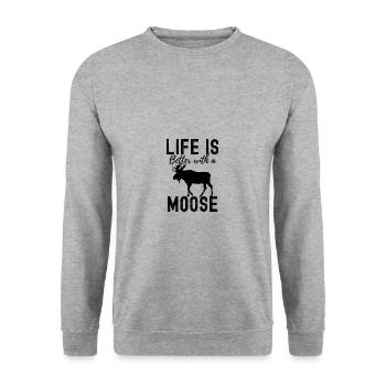 elk - Unisex Sweatshirt - salt & pepper - Front - Alina (178cm) & Michal (187cm)