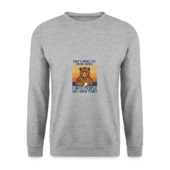 Ruhestand - Rente - Unisex Pullover - Weißgrau meliert - Vorne - Alina (178cm) & Michal (187cm)