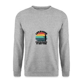 angling - Unisex Sweatshirt - salt & pepper - Front - Alina (178cm) & Michal (187cm)