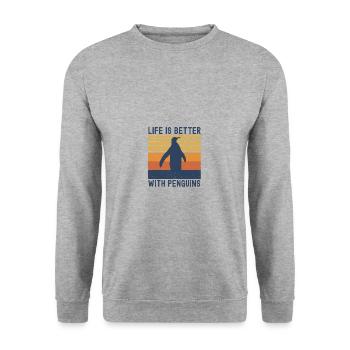 Penguin - Unisex Pullover - Weißgrau meliert - Vorne - Alina (178cm) & Michal (187cm)