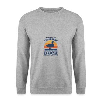 Ente - Unisex Pullover - Weißgrau meliert - Vorne - Alina (178cm) & Michal (187cm)