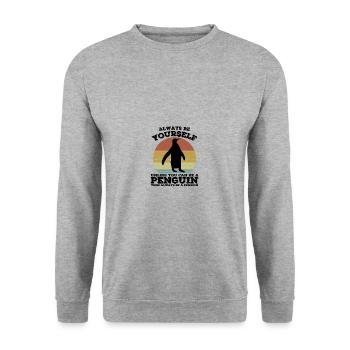 Penguin - Unisex Pullover - Weißgrau meliert - Vorne - Alina (178cm) & Michal (187cm)