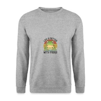 Grenouille - Sweat-shirt Unisexe - gris chiné - Devant - Alina (178cm) & Michal (187cm)