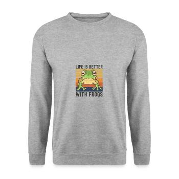 Grenouille - Sweat-shirt Unisexe - gris chiné - Devant - Alina (178cm) & Michal (187cm)
