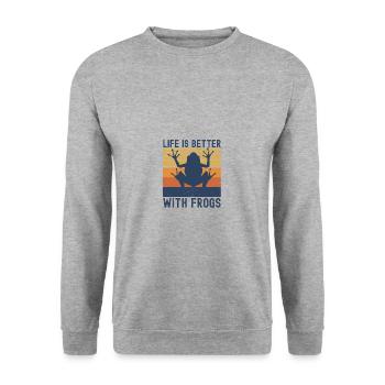 Grenouille - Sweat-shirt Unisexe - gris chiné - Devant - Alina (178cm) & Michal (187cm)