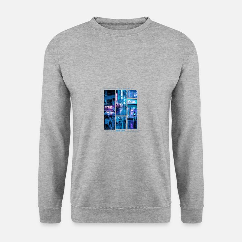 japanische Aesthetic Vaporwave Kunst 90s - Unisex Pullover - Weißgrau meliert