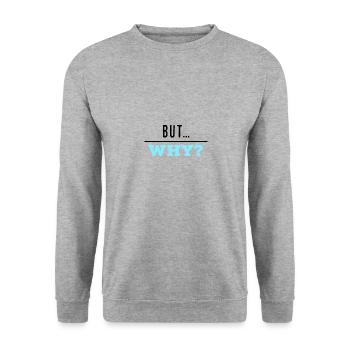 But Why? - Unisex Pullover - Weißgrau meliert - Vorne - Alina (178cm) & Michal (187cm)