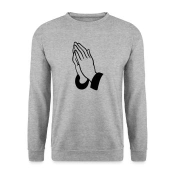 Praying hands - Unisex Sweatshirt - salt & pepper - Front - Alina (178cm) & Michal (187cm)
