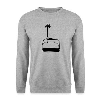 Skifahren - Lift - Sessellift - Snowboarden - Ski - Unisex Pullover - Weißgrau meliert - Vorne - Alina (178cm) & Michal (187cm)