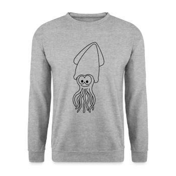Squid Comic Animal - Unisex Sweatshirt - salt & pepper - Front - Alina (178cm) & Michal (187cm)