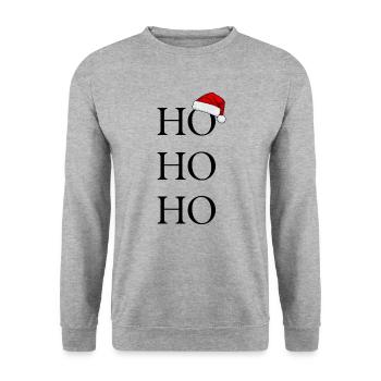HO HO HO Weihnachtszeit - Weihnachtsgeschenk - Unisex Pullover - Weißgrau meliert - Vorne - Alina (178cm) & Michal (187cm)