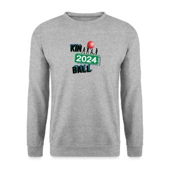 Kinball Spieler Team Turnier Mannschaft in 2024 - Unisex Pullover - Weißgrau meliert - Vorne - Alina (178cm) & Michal (187cm)