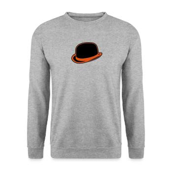 Horrorshow Orange Bowler Hat Melone Hut Clown Alex - Unisex Pullover - Weißgrau meliert - Vorne - Alina (178cm) & Michal (187cm)