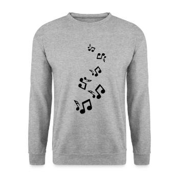 Musiknoten zeichen - Unisex Pullover - Weißgrau meliert - Vorne - Alina (178cm) & Michal (187cm)