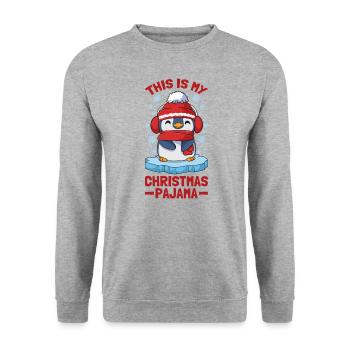 This Is My Christmas Pajama Süßer Pinguin - Unisex Pullover - Weißgrau meliert - Vorne - Alina (178cm) & Michal (187cm)