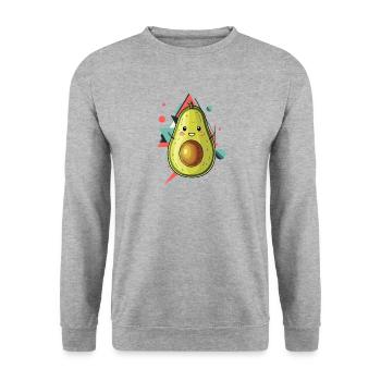 Avocado Veganerin Umwelt - Unisex Pullover - Weißgrau meliert - Vorne - Alina (178cm) & Michal (187cm)