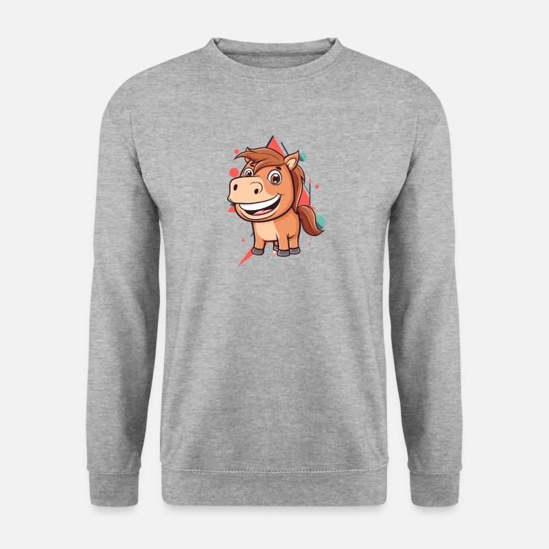 Pferde Pferdenarr - Unisex Pullover - Weißgrau meliert