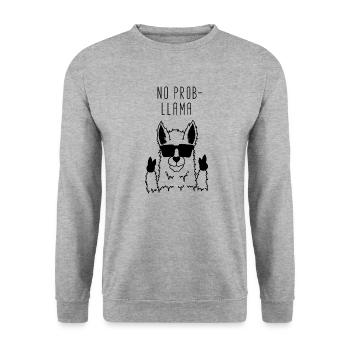 No Prob Llama - Lama Alpaka avec des lunettes de soleil - Sweat-shirt Unisexe - gris chiné - Devant - Alina (178cm) & Michal (187cm)