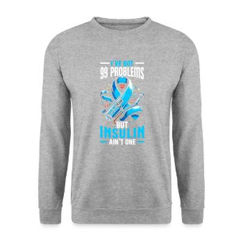 Sensibilisation au diabète DT1 insuline diabétique de type 1 - Sweat-shirt Unisexe - gris chiné - Devant - Alina (178cm) & Michal (187cm)