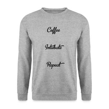 coffee intubate repeat - Unisex Sweatshirt - salt & pepper - Front - Alina (178cm) & Michal (187cm)