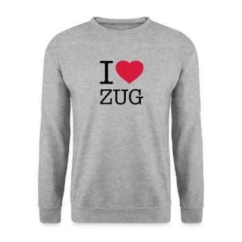 I LOVE ZUG - Unisex Pullover - Weißgrau meliert - Vorne - Alina (178cm) & Michal (187cm)