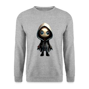 Niedliches Monster - Unisex Pullover - Weißgrau meliert - Vorne - Alina (178cm) & Michal (187cm)