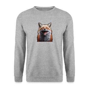 Lachender Fuchs 2 - Unisex Pullover - Weißgrau meliert - Vorne - Alina (178cm) & Michal (187cm)