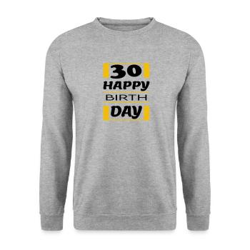 Geburtstag Happy Birthday 30 - Unisex Pullover - Weißgrau meliert - Vorne - Alina (178cm) & Michal (187cm)