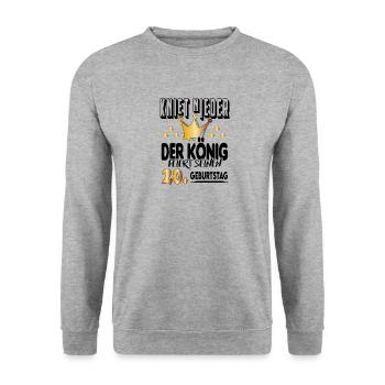 König Geburtstag 20 King Prinz Kniet nieder Krone - Unisex Pullover - Weißgrau meliert - Vorne - Alina (178cm) & Michal (187cm)