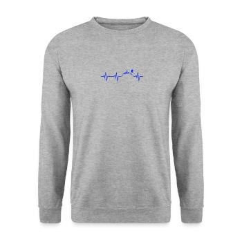 Ski Heartbeat Mountains Ski ECG Cadeau Tshirt - Sweat-shirt Unisexe - gris chiné - Devant - Alina (178cm) & Michal (187cm)