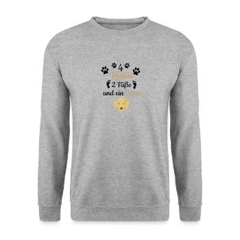 Golden Retriever Hundebesitzer Geschenkidee - Unisex Pullover - Weißgrau meliert - Vorne - Alina (178cm) & Michal (187cm)